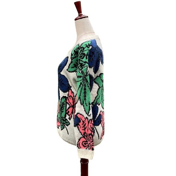 ENVY | Vintage Floral Sweater Size M/L Chunky Silver Metallic Detail Y2K 90s - Picture 4 of 5